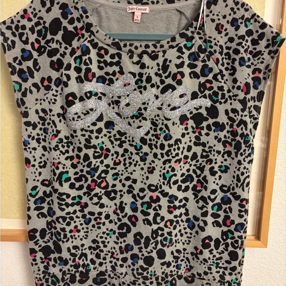 Juicy Couture y2k Leopard Print muscle Top with Love Graphic size small